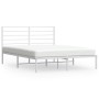 Estructura de cama de metal con cabecero blanca 135x190 cm de vidaXL, Camas y somieres - Ref: Foro24-352367, Precio: 101,19 €...