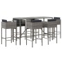Mesa y taburetes altos jardín y cojines 7 pzas ratán PE gris de vidaXL, Conjuntos de jardín - Ref: Foro24-3200653, Precio: 59...