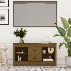 Mueble de TV madera maciza de pino marrón miel 103x36,5x52 cm en Muebles TV | Comprar online en Foru.es