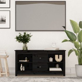 Mueble de TV de madera maciza de pino negro 103x36,5x52 cm en Muebles TV | Comprar online en Foru.es