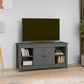 Mueble de TV de madera maciza de pino gris 103x36,5x52 cm en Muebles TV | Comprar online en Foru.es