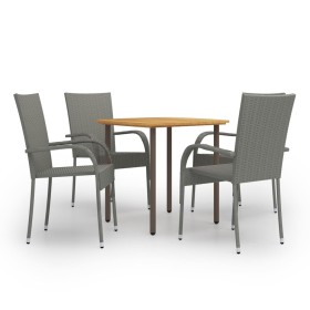 Set de muebles de comedor de jardín 5 piezas ratán PE gris en Conjuntos de jardín | Comprar online en Foru.es