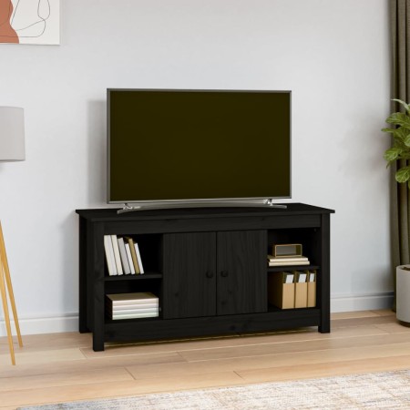 Mueble de TV de madera maciza de pino negro 103x36,5x52 cm en Muebles TV | Comprar online en Foru.es