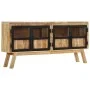Aparador de madera maciza de mango marrón y negro 160x30x76 cm de vidaXL, Aparadores - Ref: Foro24-353306, Precio: 474,57 €, ...