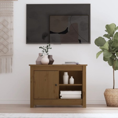 Mueble de TV madera maciza de pino marrón miel 70x36,5x52 cm en Muebles TV | Comprar online en Foru.es