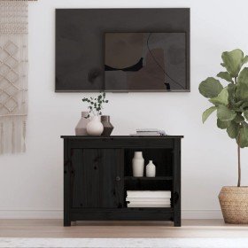 Mueble de TV de madera maciza de pino negro 70x36,5x52 cm en Muebles TV | Comprar online en Foru.es