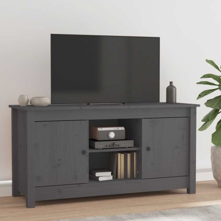 Mueble de TV de madera maciza de pino gris 103x36,5x52 cm en Muebles TV | Comprar online en Foru.es