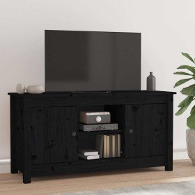 Mueble de TV de madera maciza de pino negro 103x36,5x52 cm en Muebles TV | Comprar online en Foru.es