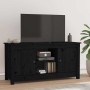 Mueble de TV de madera maciza de pino negro 103x36,5x52 cm en Muebles TV | Comprar online en Foru.es