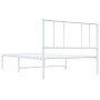 Estructura de cama de metal con cabecero blanco 107x203 cm de vidaXL, Camas y somieres - Ref: Foro24-352525, Precio: 67,95 €,...