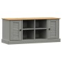 Banco zapatero VIGO madera maciza de pino gris 106x35x45 cm de vidaXL, Bancos para recibidores y almacenamiento - Ref: Foro24...