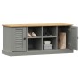 Banco zapatero VIGO madera maciza de pino gris 106x35x45 cm de vidaXL, Bancos para recibidores y almacenamiento - Ref: Foro24...