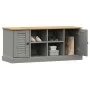 Banco zapatero VIGO madera maciza de pino gris 106x35x45 cm de vidaXL, Bancos para recibidores y almacenamiento - Ref: Foro24...