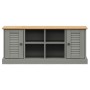 Banco zapatero VIGO madera maciza de pino gris 106x35x45 cm de vidaXL, Bancos para recibidores y almacenamiento - Ref: Foro24...