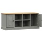 Banco zapatero VIGO madera maciza de pino gris 106x35x45 cm de vidaXL, Bancos para recibidores y almacenamiento - Ref: Foro24...
