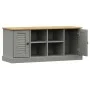 Banco zapatero VIGO madera maciza de pino gris 106x35x45 cm de vidaXL, Bancos para recibidores y almacenamiento - Ref: Foro24...