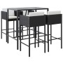 Mesa y taburetes altos jardín 5 pzas y cojines ratán PE negro de vidaXL, Conjuntos de jardín - Ref: Foro24-3200657, Precio: 4...