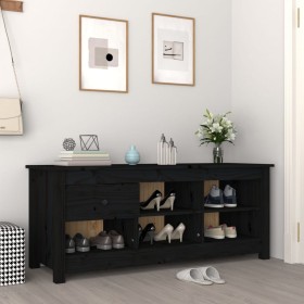 Mueble zapatero de madera maciza de pino negro 110x38x45,5 cm en Zapateros y organizadores de calzado | Comprar online en Foru.e