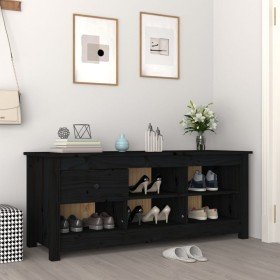 Mueble zapatero de madera maciza de pino negro 110x38x45,5 cm en Zapateros y organizadores de calzado | Comprar online en Foru.e