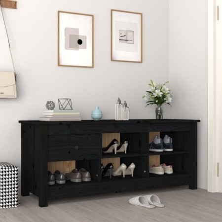 Mueble zapatero de madera maciza de pino negro 110x38x45,5 cm en Zapateros y organizadores de calzado | Comprar online en Foru.e