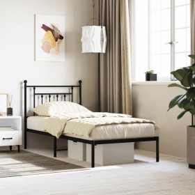 Estructura de cama con cabecero metal negro 90x200 cm de vidaXL, Camas y somieres - Ref: Foro24-353530, Precio: 72,43 €, Desc...