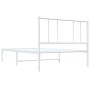 Estructura de cama de metal con cabecero blanco 75x190 cm de vidaXL, Camas y somieres - Ref: Foro24-352519, Precio: 57,32 €, ...