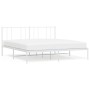 Estructura de cama de metal con cabecero blanco 180x200 cm de vidaXL, Camas y somieres - Ref: Foro24-352533, Precio: 105,32 €...