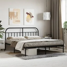 Estructura de cama con cabecero metal negro 160x200 cm de vidaXL, Camas y somieres - Ref: Foro24-353638, Precio: 148,98 €, De...