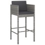 Mesa y taburetes altos jardín y cojines 7 pzas ratán PE gris de vidaXL, Conjuntos de jardín - Ref: Foro24-3200660, Precio: 58...