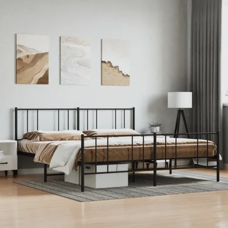 Black metal headboard and footboard bed frame 183x213cm by vidaXL, Beds and slatted bases - Ref: Foro24-352503, Price: 116,28...