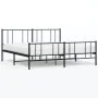 Black metal headboard and footboard bed frame 183x213cm by vidaXL, Beds and slatted bases - Ref: Foro24-352503, Price: 116,28...