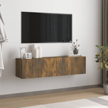 Mueble de pared TV contrachapado roble ahumado 120x30x30 cm en Muebles TV | Comprar online en Foru.es
