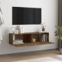 Mueble de pared TV contrachapado roble ahumado 120x30x30 cm en Muebles TV | Comprar online en Foru.es
