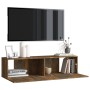 Mueble de pared TV contrachapado roble ahumado 120x30x30 cm en Muebles TV | Comprar online en Foru.es