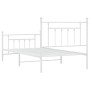 Estructura cama metal cabecero y estribo blanca 100x190 cm de vidaXL, Camas y somieres - Ref: Foro24-353598, Precio: 94,59 €,...