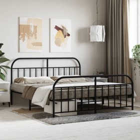 Estructura de cama cabecero y estribo metal negro 183x213cm de vidaXL, Camas y somieres - Ref: Foro24-353658, Precio: 126,95 ...
