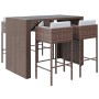 Mesa y taburetes altos jardín 5 pzas y cojines ratán PE marrón de vidaXL, Conjuntos de jardín - Ref: Foro24-3200666, Precio: ...