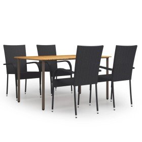 Set de muebles de comedor de jardín 5 piezas de ratán negro en Conjuntos de jardín | Comprar online en Foru.es