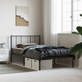 Estructura de cama con cabecero metal negro 90x200 cm de vidaXL, Camas y somieres - Ref: Foro24-352473, Precio: 75,29 €, Desc...