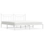 Estructura de cama de metal con cabecero blanco 193x203 cm de vidaXL, Camas y somieres - Ref: Foro24-353592, Precio: 108,20 €...