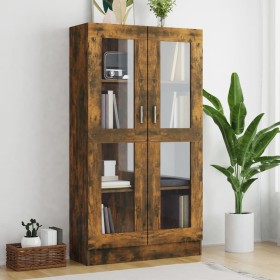 Vitrina madera contrachapada roble ahumado 82,5x30,5x150 cm en Librerías y estanterías | Comprar online en Foru.es