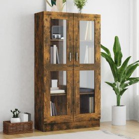 Vitrina madera contrachapada roble ahumado 82,5x30,5x150 cm en Librerías y estanterías | Comprar online en Foru.es