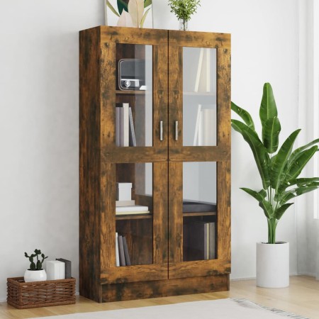 Vitrina madera contrachapada roble ahumado 82,5x30,5x150 cm en Librerías y estanterías | Comprar online en Foru.es
