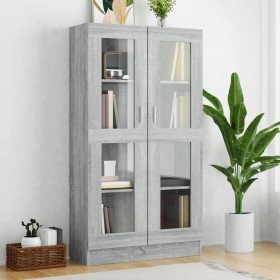 Vitrina madera contrachapada gris Sonoma 82,5x30,5x150 cm en Librerías y estanterías | Comprar online en Foru.es