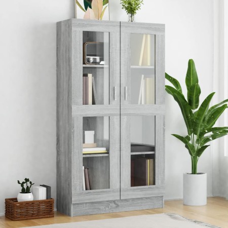 Vitrina madera contrachapada gris Sonoma 82,5x30,5x150 cm en Librerías y estanterías | Comprar online en Foru.es