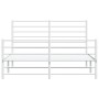 Estructura cama metal con cabecero y estribo blanco 140x200 cm de vidaXL, Camas y somieres - Ref: Foro24-352387, Precio: 86,1...