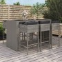 Mesa y taburetes altos jardín y cojines 7 pzas ratán PE gris de vidaXL, Conjuntos de jardín - Ref: Foro24-3200665, Precio: 64...