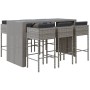 Mesa y taburetes altos jardín y cojines 7 pzas ratán PE gris de vidaXL, Conjuntos de jardín - Ref: Foro24-3200665, Precio: 64...