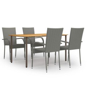 Set de muebles de comedor de jardín 5 piezas de ratán gris en Conjuntos de jardín | Comprar online en Foru.es