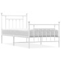 Estructura cama metal con cabecero y pie cama blanca 90x200 cm de vidaXL, Camas y somieres - Ref: Foro24-353597, Precio: 91,3...